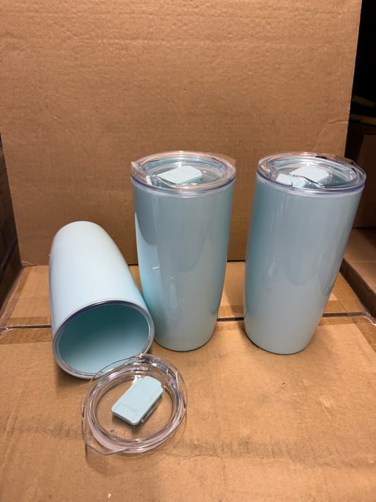 3x Blue Thermal Tumbler Hot Warm Insulated Drinks Flask Outdoor Coffee Tea Lid