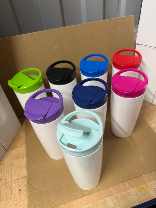 **MEGA SALE** 6x White 700ml PP tumbler with coloured lid