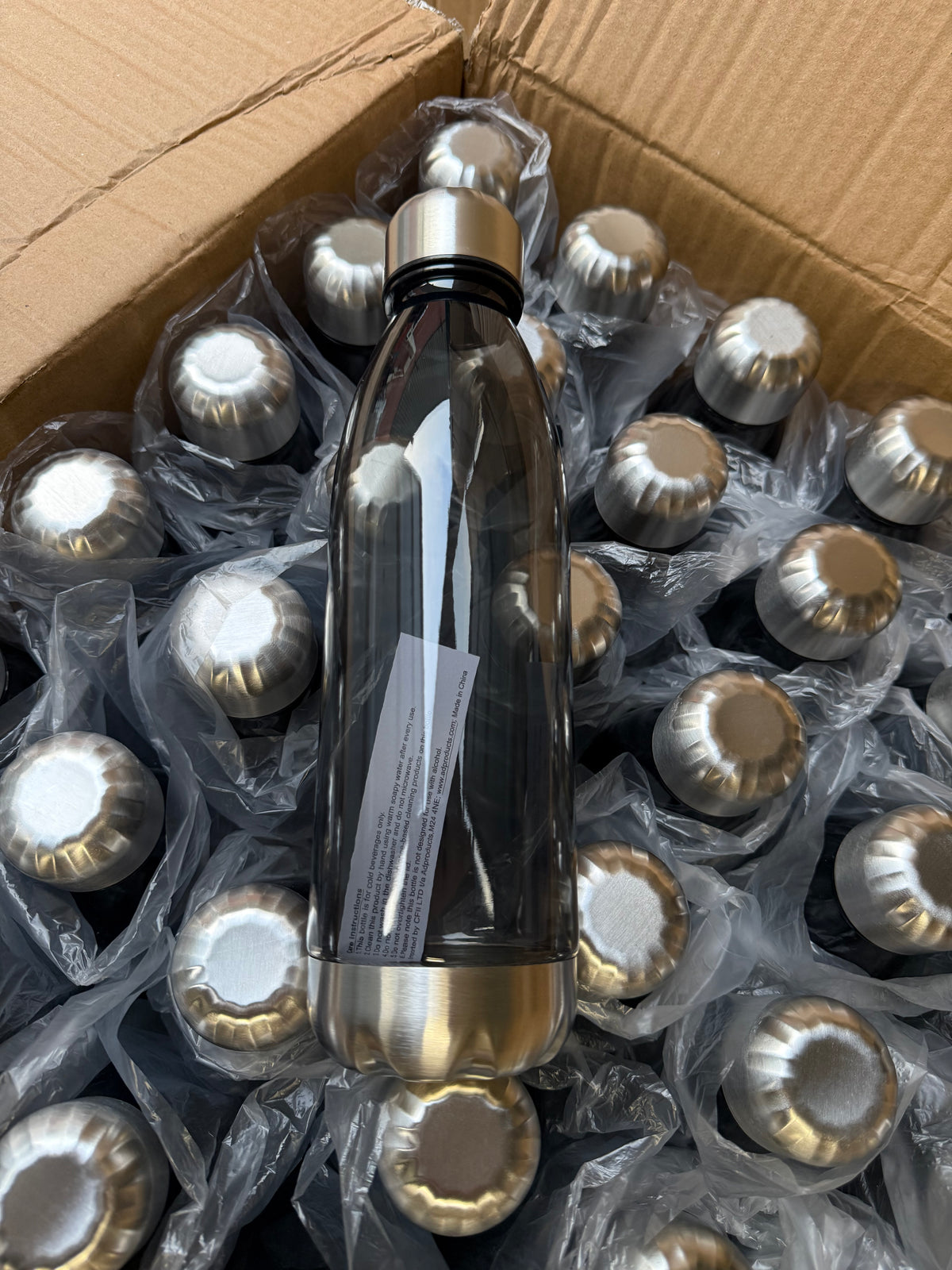 700mL Water Bottles Job Lot Wholesale 36 Bottles Black/ Chrome Lids