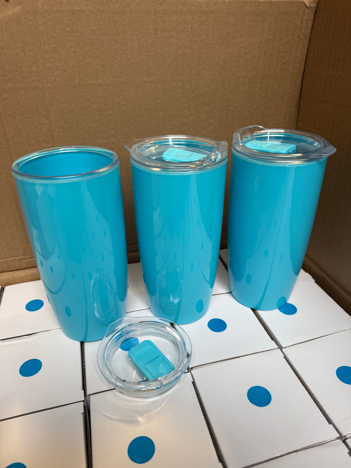 3 pack - 530ml (19oz) double walled plastic tumblers