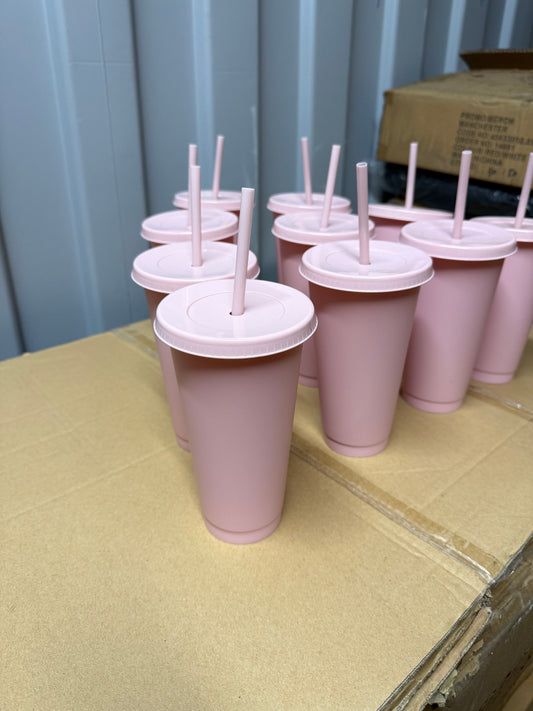 10 Pink Cold Cups & Lid & Straw best quality and perfect to personalise