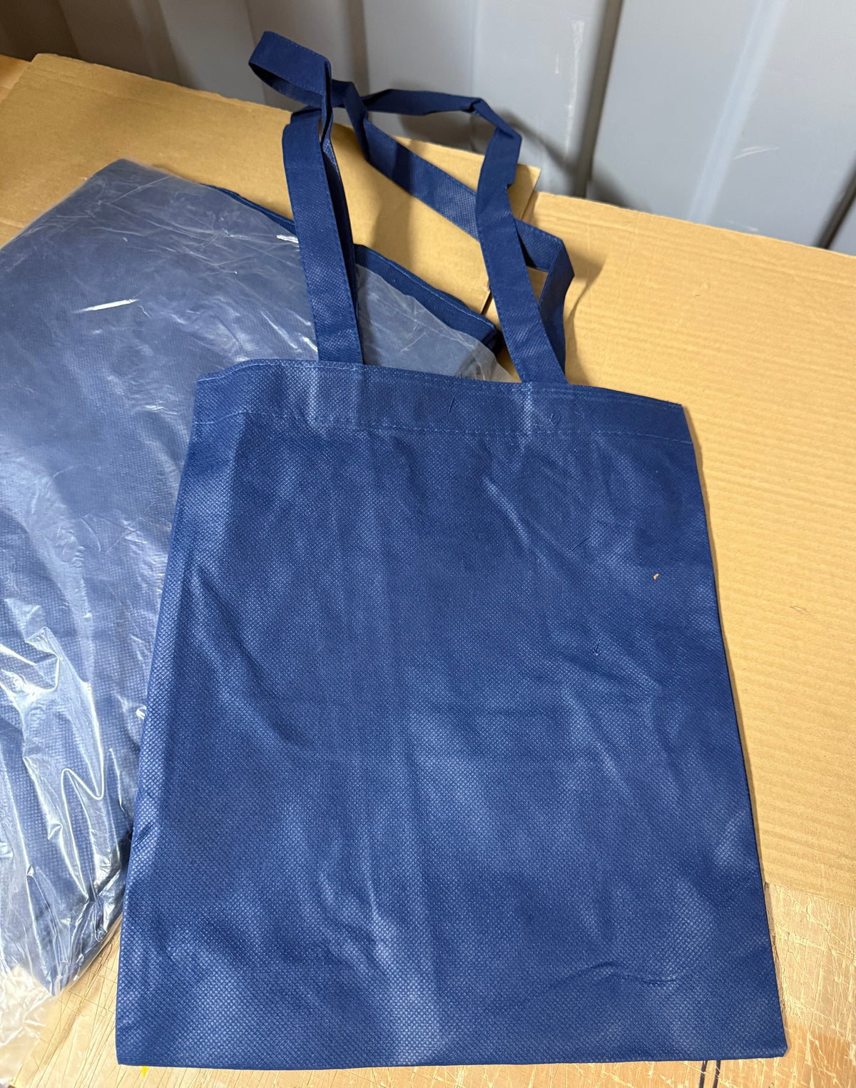 80g non-woven navy shoulder bags with long handles