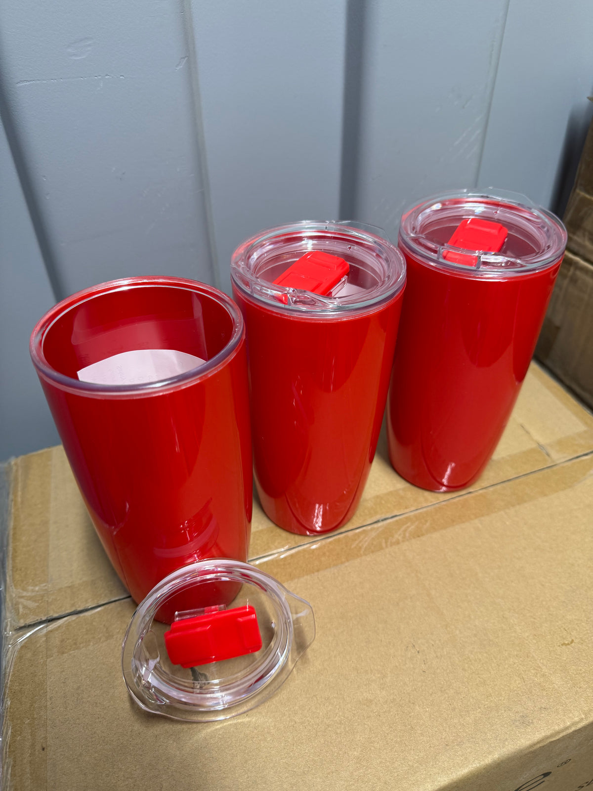 3 pack - 530ml (19oz) double walled plastic tumblers