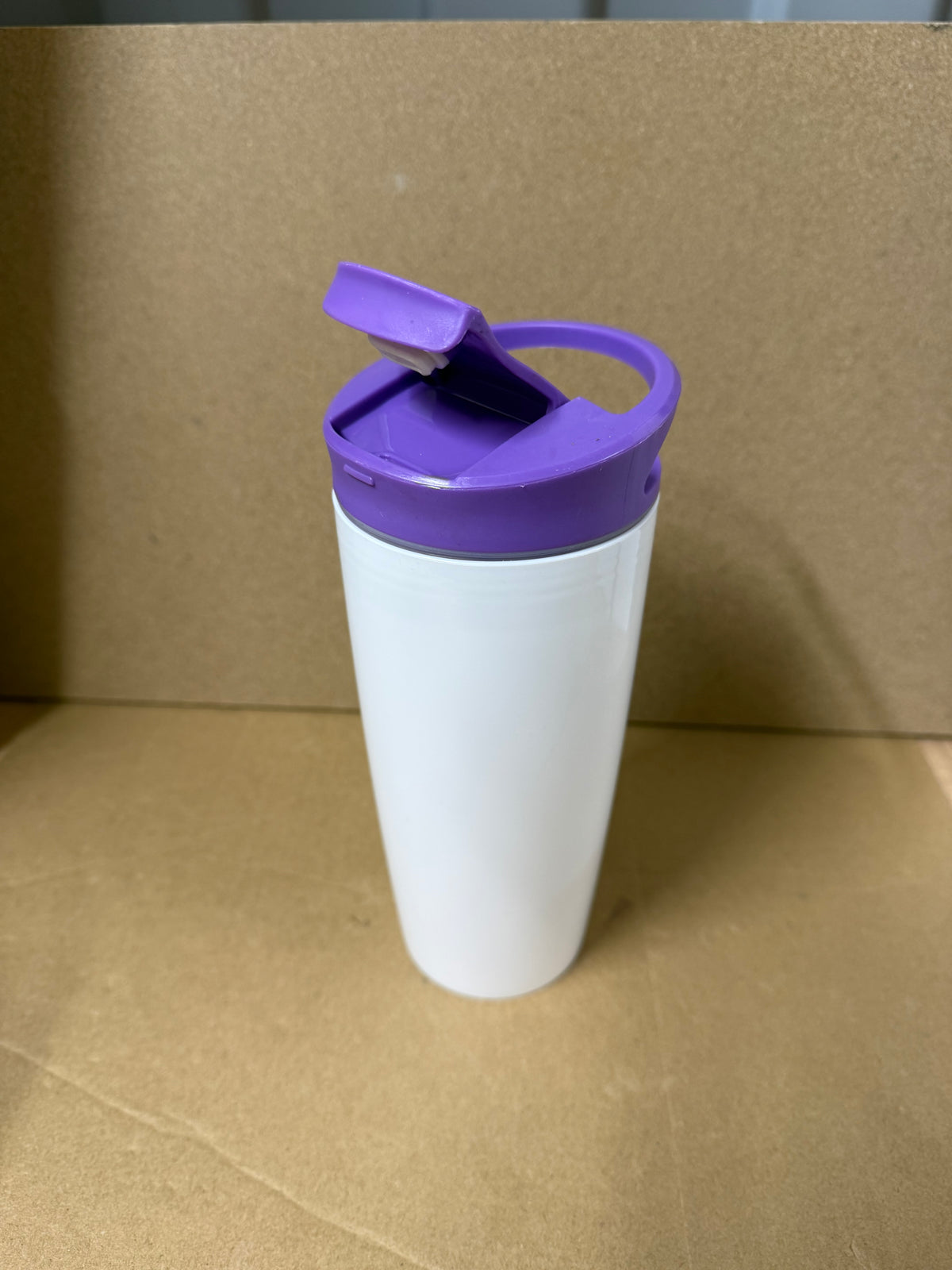 White 700ml PP tumbler with coloured lid