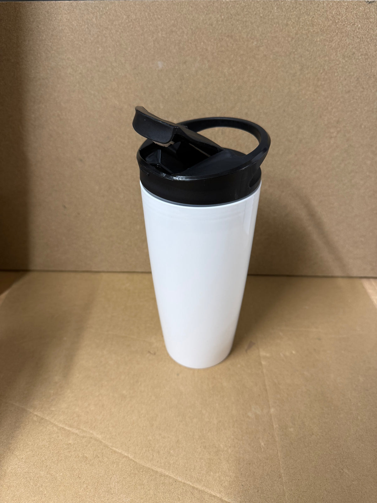 White 700ml PP tumbler with coloured lid